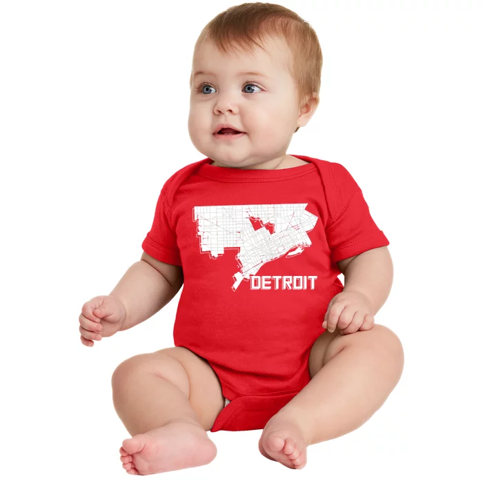 Detroit Illustration Map Baby Bodysuit