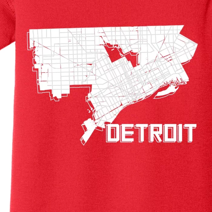 Detroit Illustration Map Baby Bodysuit