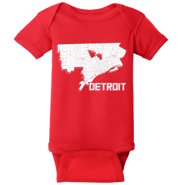 Detroit Illustration Map Baby Bodysuit