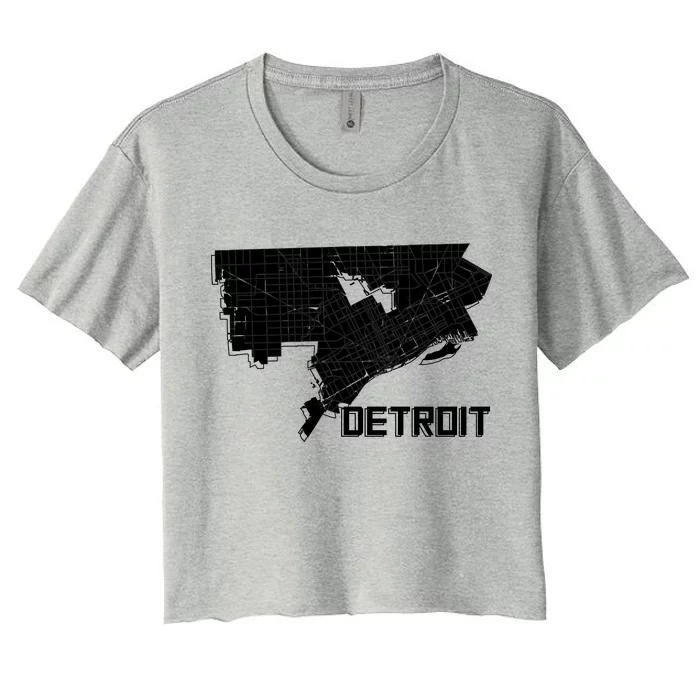 Detroit Illustration Map Women's Crop Top Tee