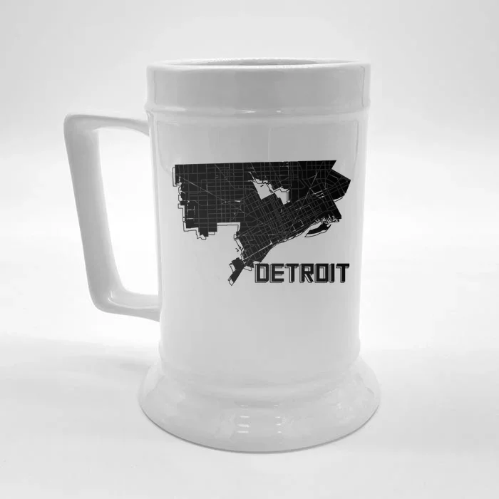 Detroit Illustration Map Front & Back Beer Stein