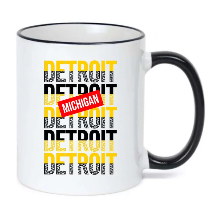 Detroit Michigan Typography Black Color Changing Mug