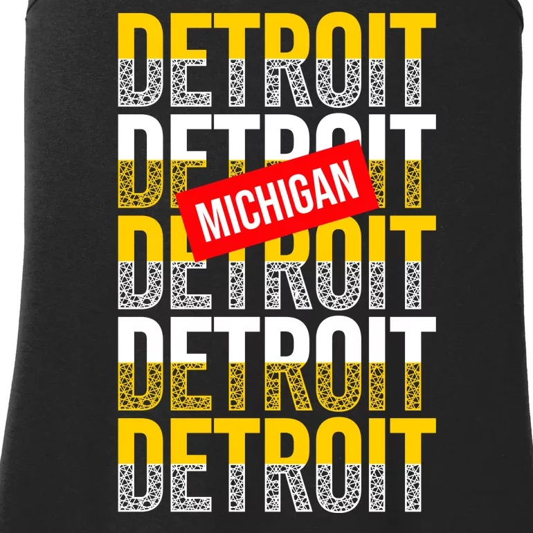 Detroit Michigan Typography Ladies Essential Tank