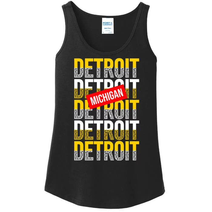 Detroit Michigan Typography Ladies Essential Tank