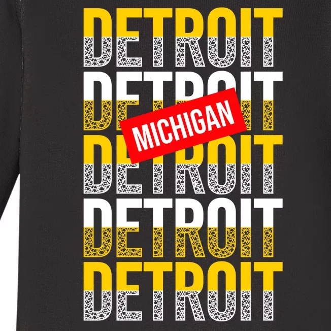 Detroit Michigan Typography Baby Long Sleeve Bodysuit