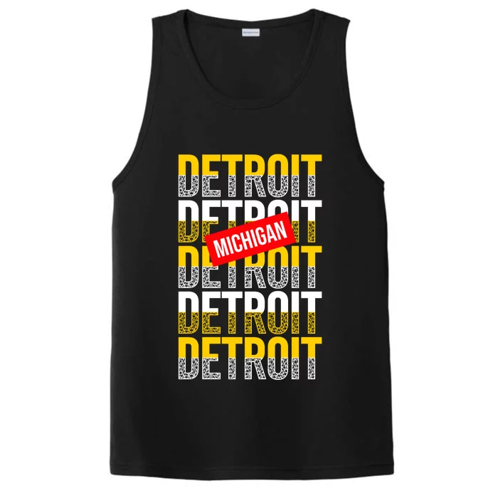 Detroit Michigan Typography Performance Tank