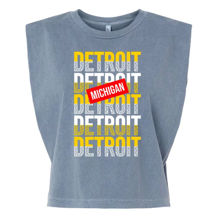 Detroit Michigan Typography Garment-Dyed Women's Muscle Tee