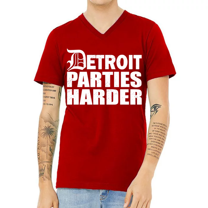 Detroit Parties Harder V-Neck T-Shirt