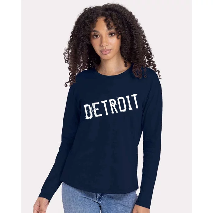 Detroit Retro Grunge Womens Cotton Relaxed Long Sleeve T-Shirt