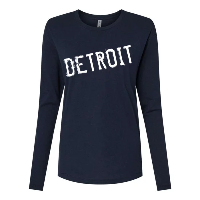 Detroit Retro Grunge Womens Cotton Relaxed Long Sleeve T-Shirt