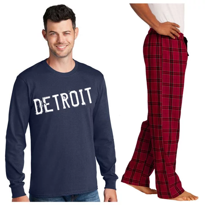 Detroit Retro Grunge Long Sleeve Pajama Set