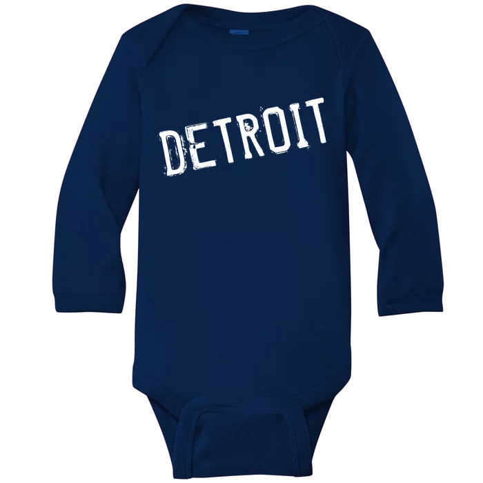 Detroit Retro Grunge Baby Long Sleeve Bodysuit