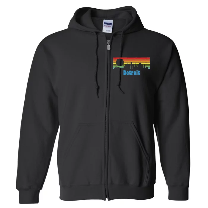 Detroit Retro Skyline Full Zip Hoodie