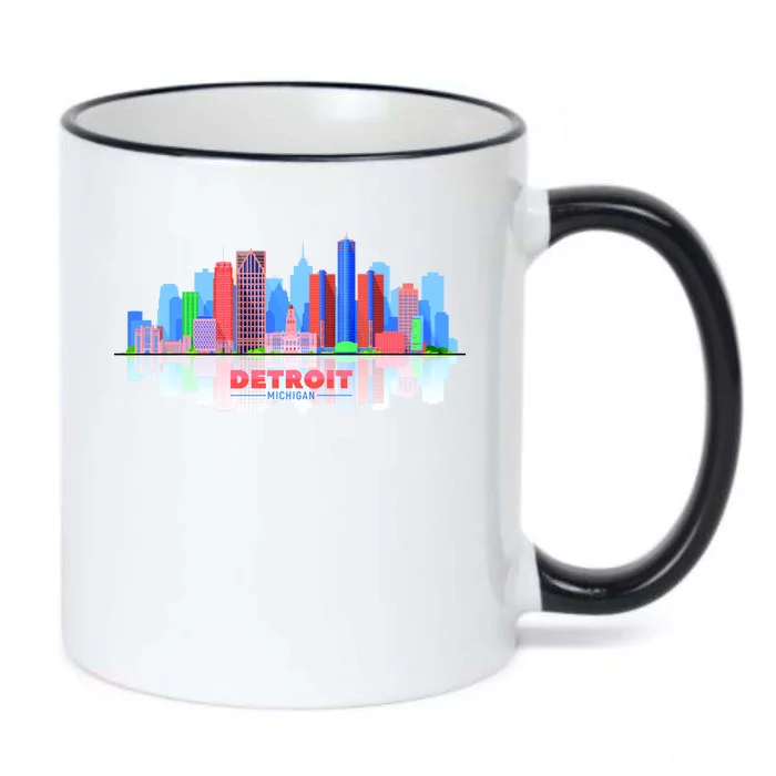 Detroit Skyline Abstract Black Color Changing Mug