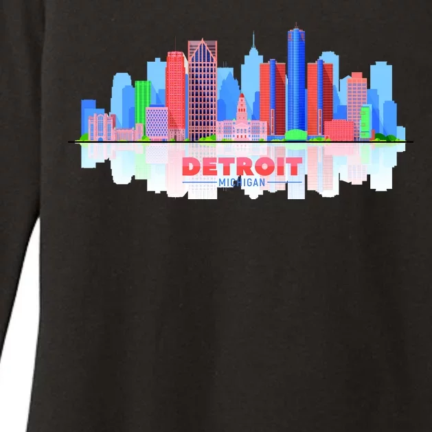 Detroit Skyline Abstract Womens CVC Long Sleeve Shirt