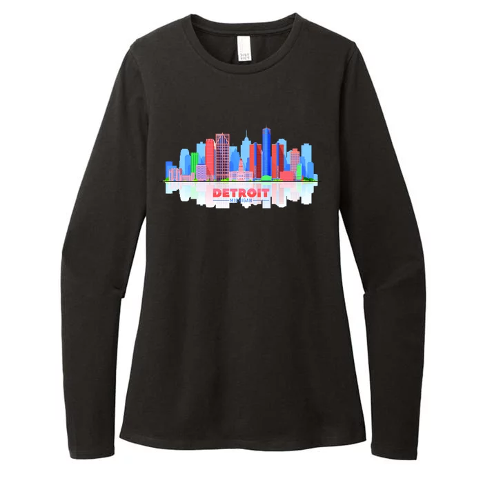 Detroit Skyline Abstract Womens CVC Long Sleeve Shirt