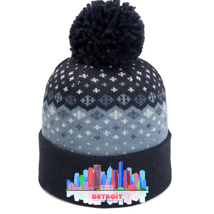 Detroit Skyline Abstract The Baniff Cuffed Pom Beanie