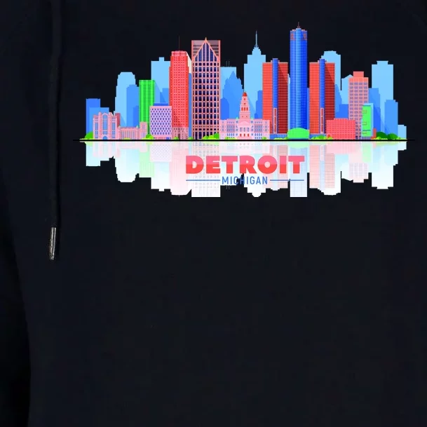 Detroit Skyline Abstract Womens Funnel Neck Pullover Hood