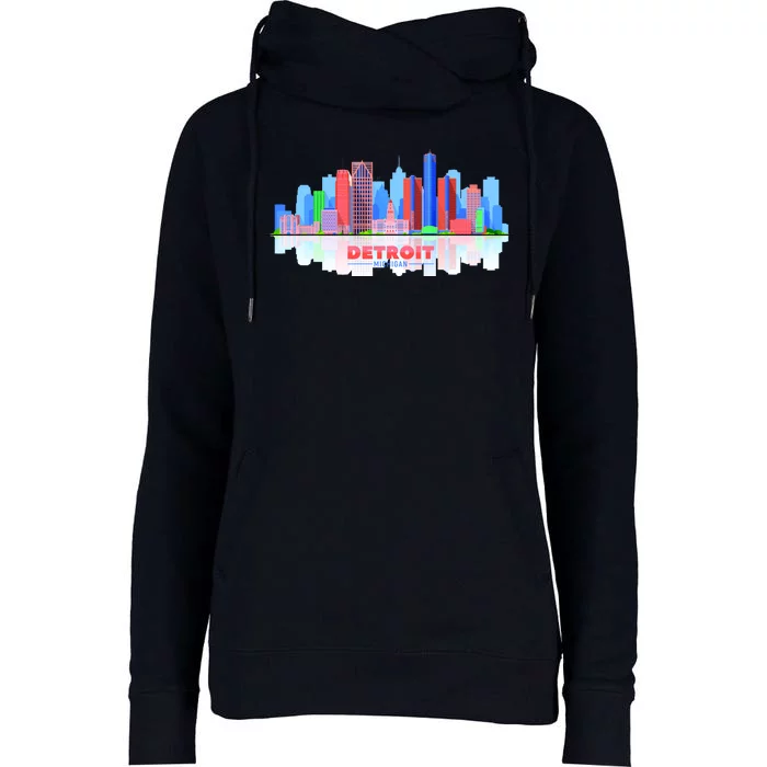 Detroit Skyline Abstract Womens Funnel Neck Pullover Hood