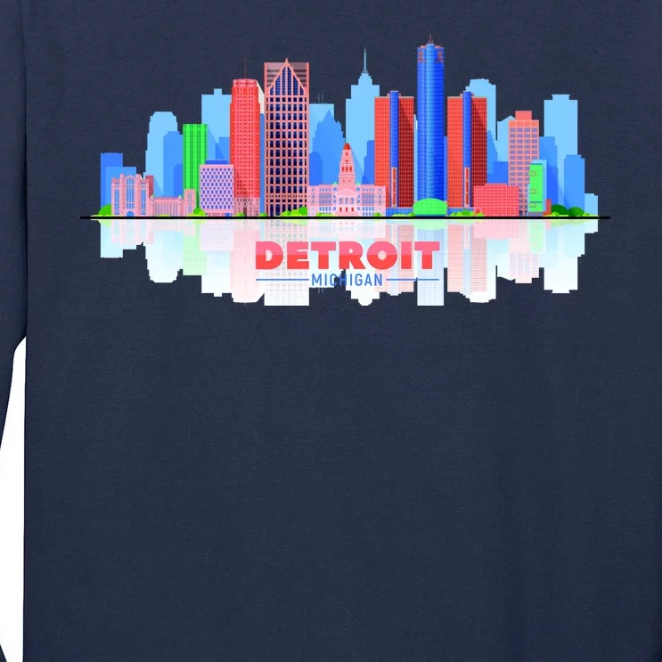 Detroit Skyline Abstract Tall Long Sleeve T-Shirt