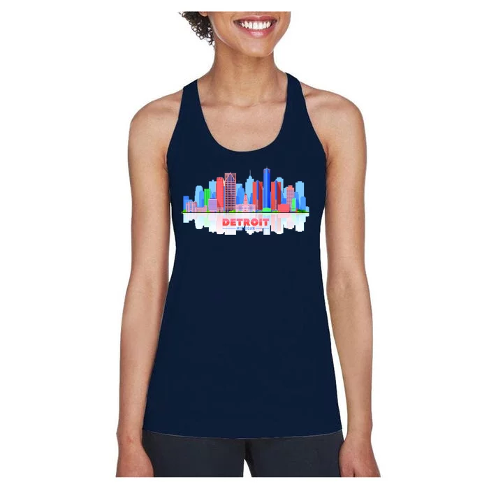 Detroit Skyline Abstract Women's Racerback Tank