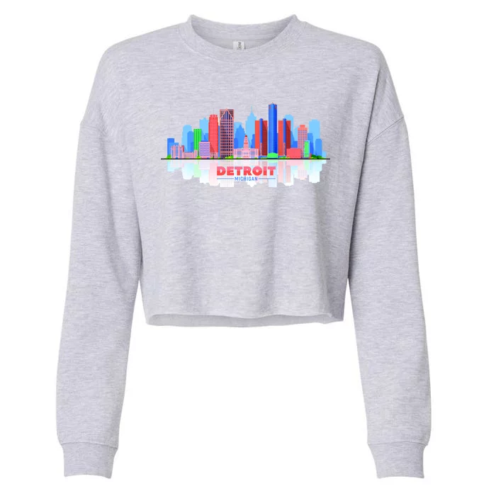 Detroit Skyline Abstract Cropped Pullover Crew