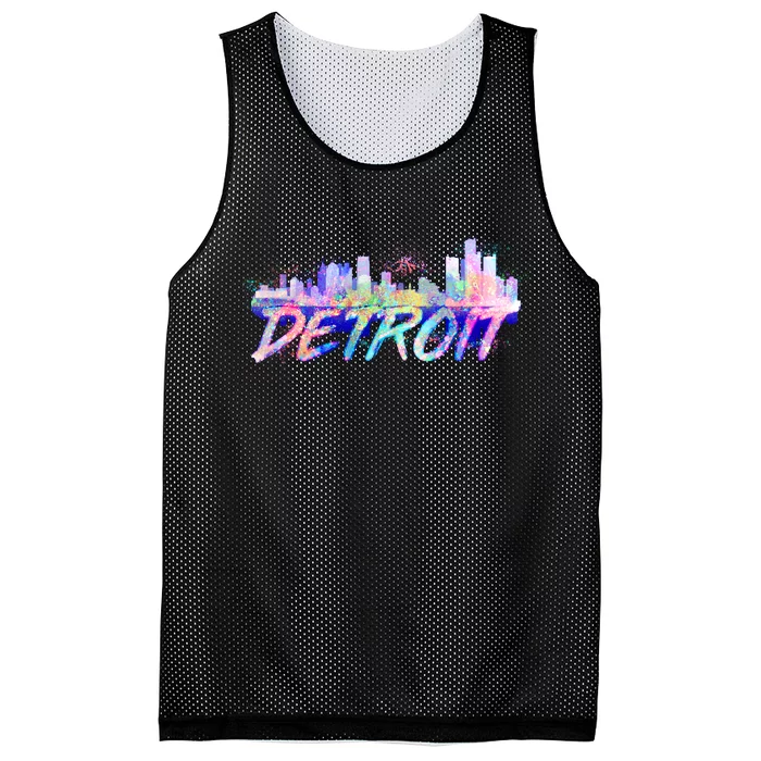 Detroit Skyline Paint Mesh Reversible Basketball Jersey Tank