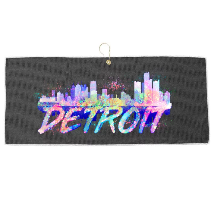 Detroit Skyline Paint Large Microfiber Waffle Golf Towel