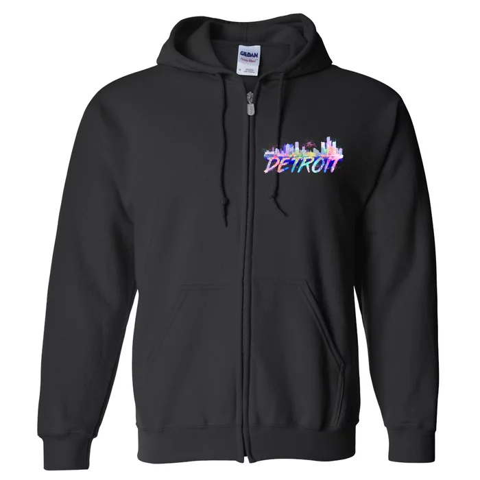 Detroit Skyline Paint Full Zip Hoodie