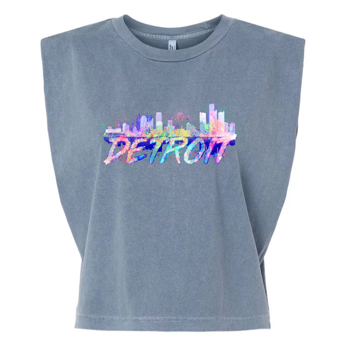 Detroit Skyline Paint Garment-Dyed Women's Muscle Tee