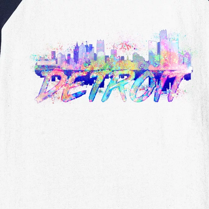 Detroit Skyline Paint Baseball Sleeve Shirt