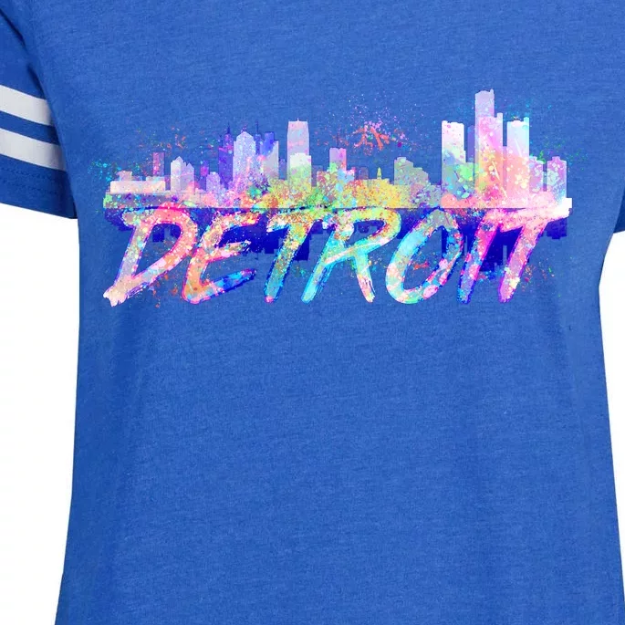 Detroit Skyline Paint Enza Ladies Jersey Football T-Shirt