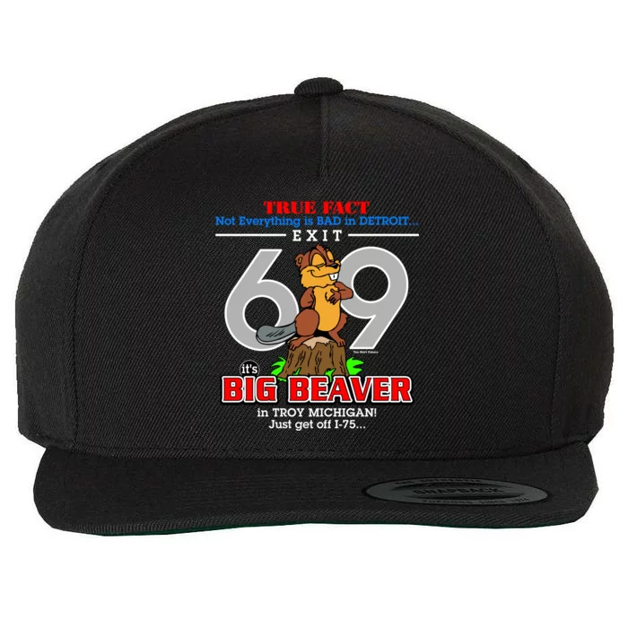 Detroit True Fact Big Beaver Exit 69 Wool Snapback Cap