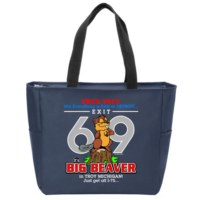 Detroit True Fact Big Beaver Exit 69 Zip Tote Bag