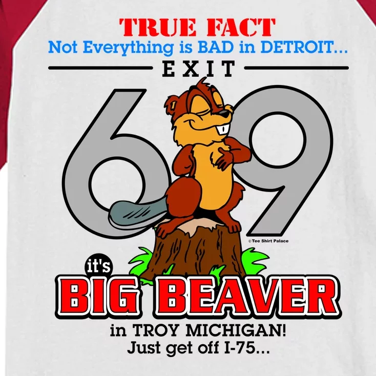 Detroit True Fact Big Beaver Exit 69 Kids Colorblock Raglan Jersey