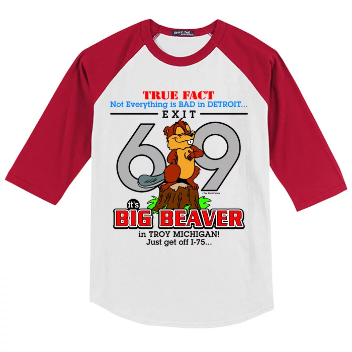 Detroit True Fact Big Beaver Exit 69 Kids Colorblock Raglan Jersey