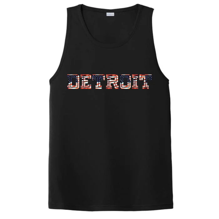 Detroit USA FLAG Grunge Performance Tank