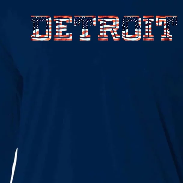 Detroit USA FLAG Grunge Cooling Performance Long Sleeve Crew