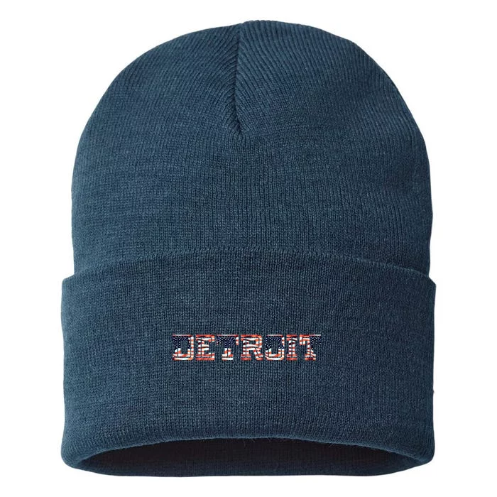 Detroit USA FLAG Grunge Sustainable Knit Beanie