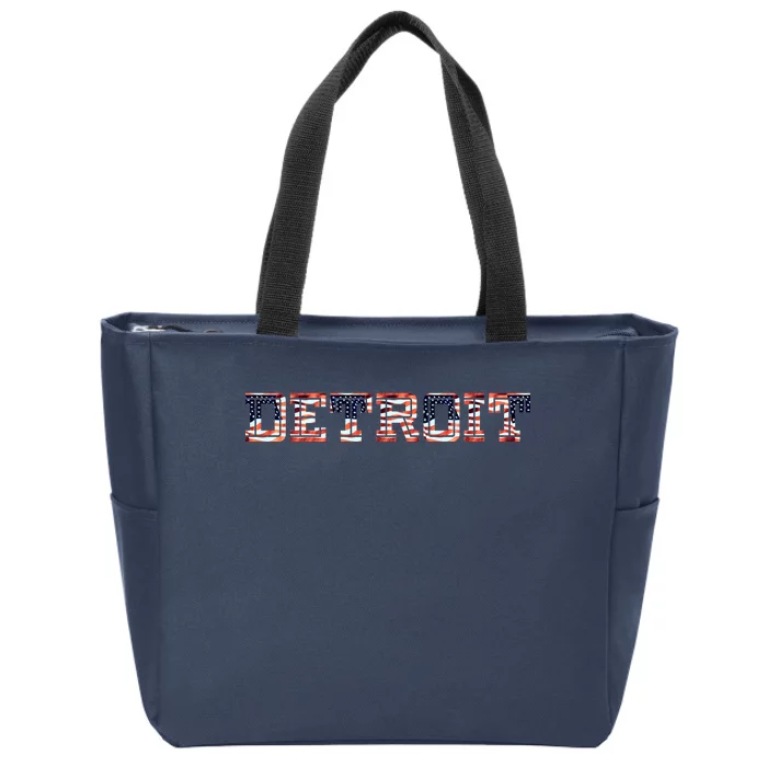 Detroit USA FLAG Grunge Zip Tote Bag