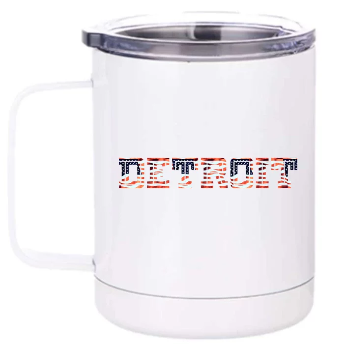 Detroit USA FLAG Grunge Front & Back 12oz Stainless Steel Tumbler Cup