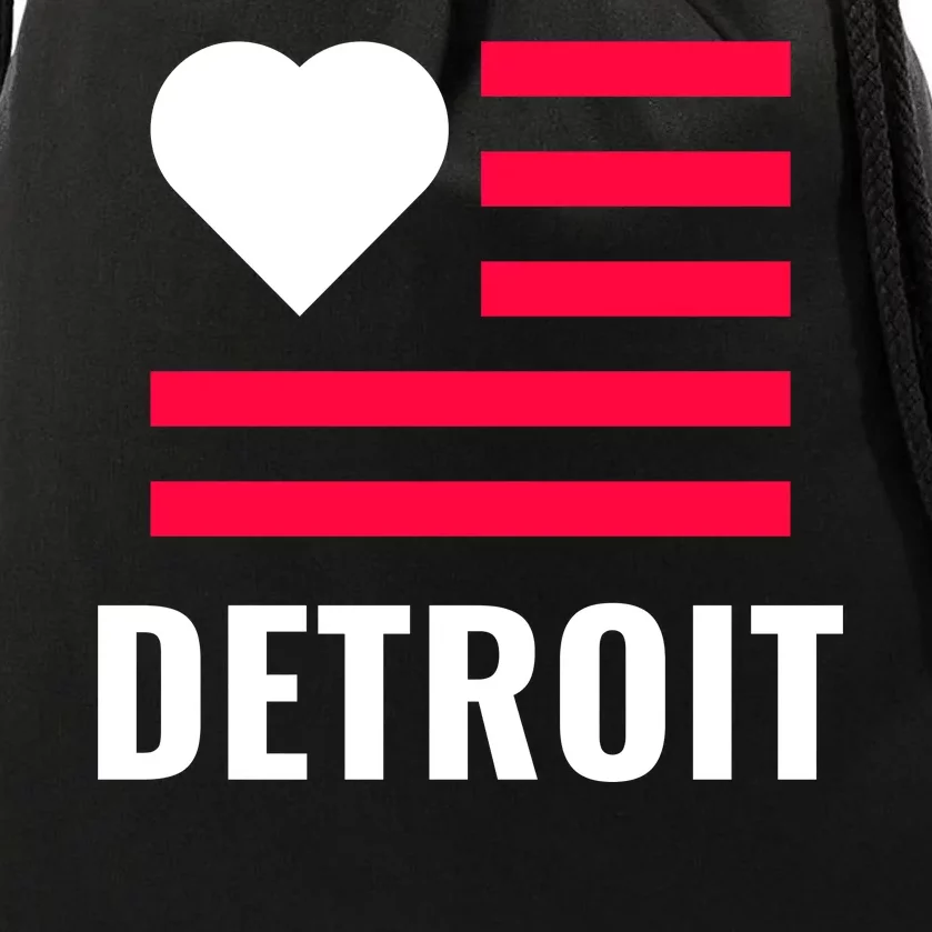 Detroit USA Flag Love Drawstring Bag