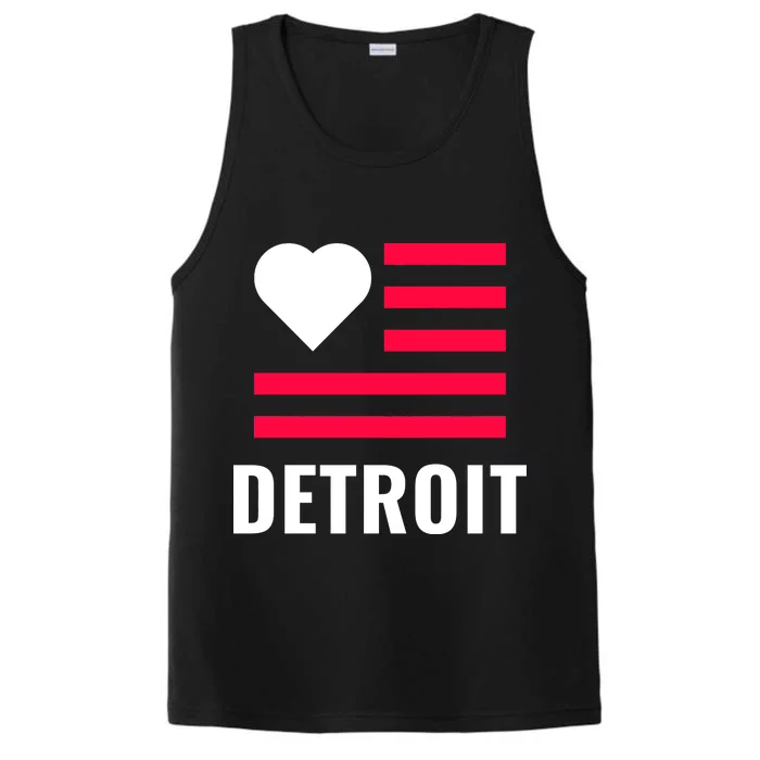 Detroit USA Flag Love Performance Tank