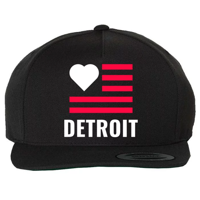 Detroit USA Flag Love Wool Snapback Cap