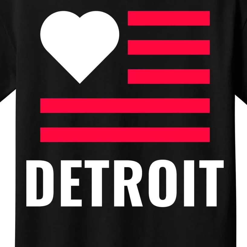 Detroit USA Flag Love Kids T-Shirt