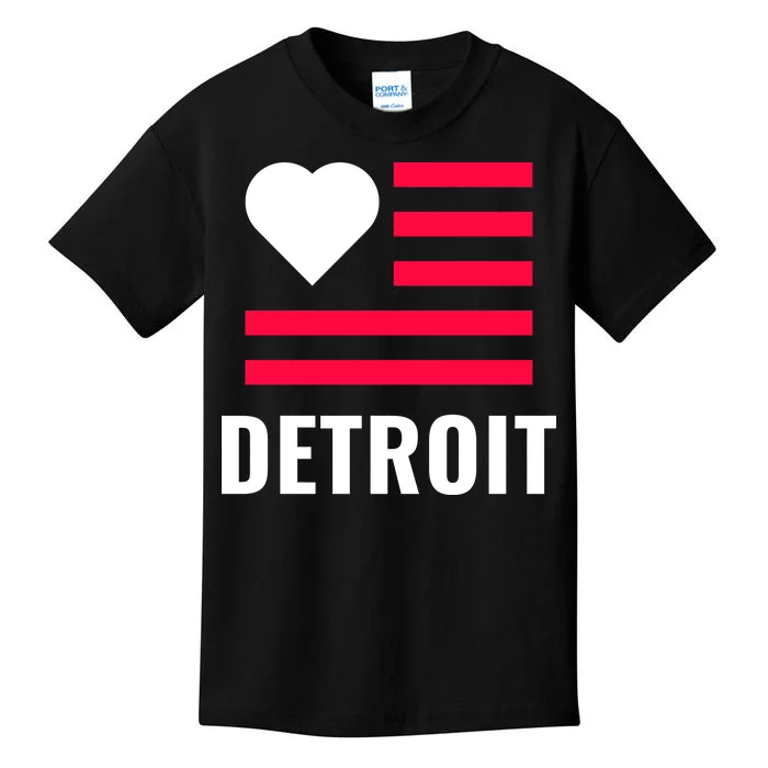 Detroit USA Flag Love Kids T-Shirt