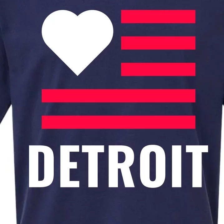 Detroit USA Flag Love Sueded Cloud Jersey T-Shirt