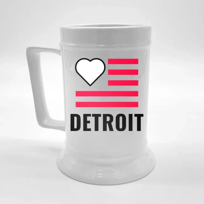 Detroit USA Flag Love Front & Back Beer Stein