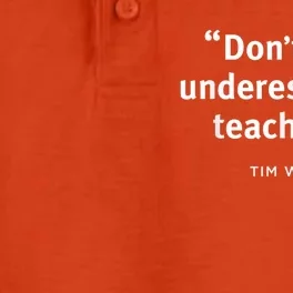 DonT Ever Underestimate Teachers Quote Tim Walz Dry Zone Grid Performance Polo