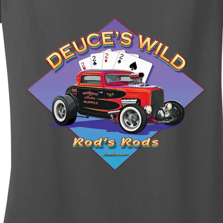 Deuce's Wild Hot Rod Larry Grossman Women's V-Neck T-Shirt